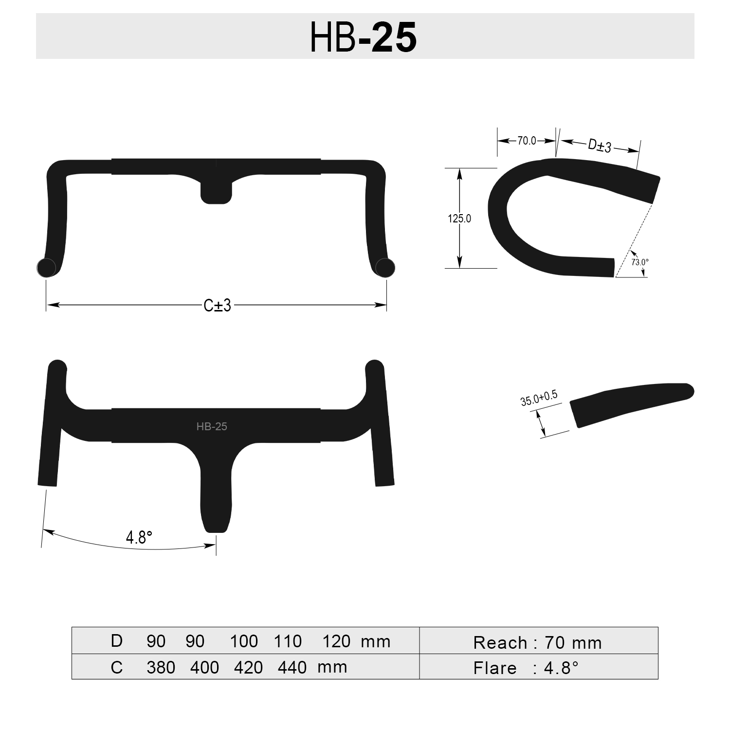 Manubrio integrato in carbonio per bici da corsa HB-25