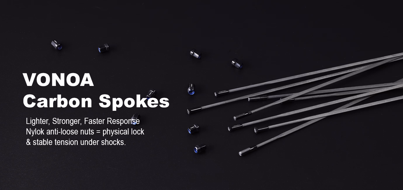 Spokes VONOA Carbon Spokes (Lightweight + Strength + Faster Response)-Icanbikes
